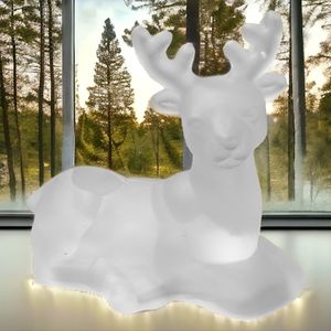Vtg Frosted Glass Deer Buck Candle Stick Holder